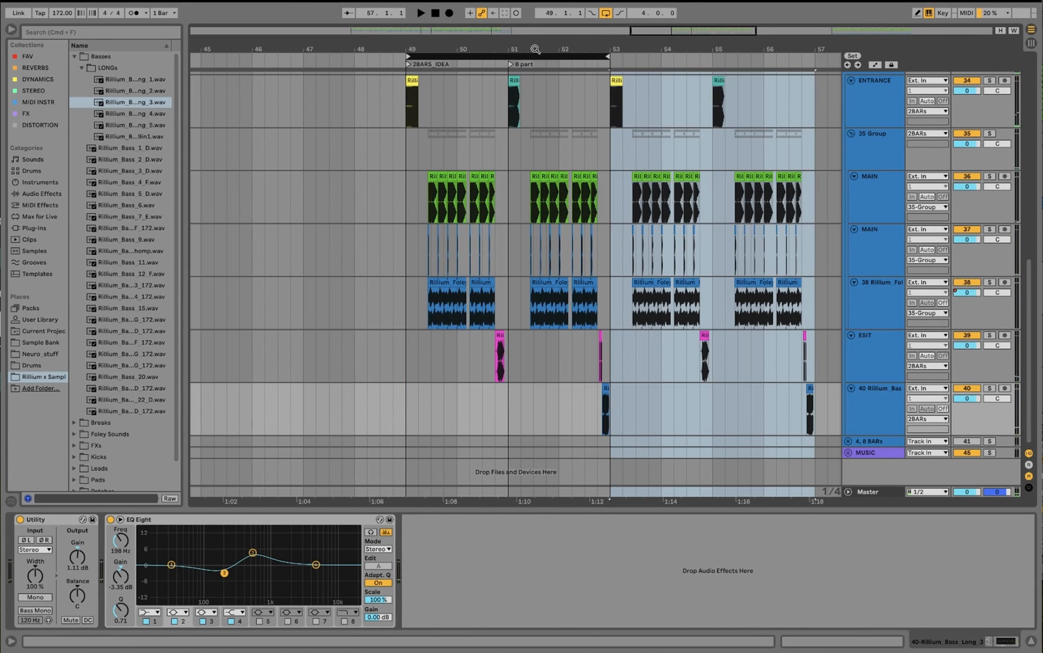 Ableton arrangement showing copied and varied layers