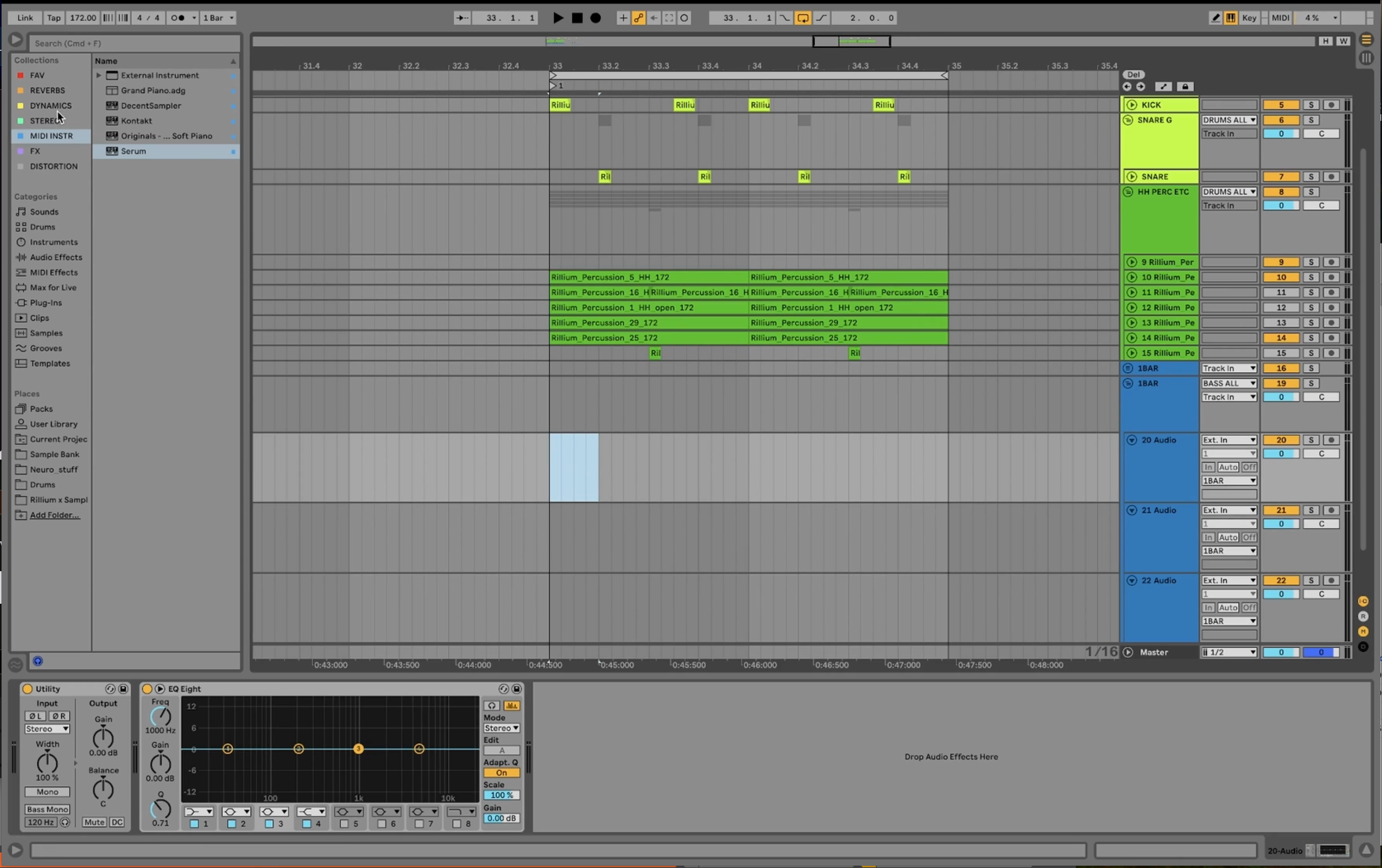 Ableton arrangement at Rillium entrance main exit moment