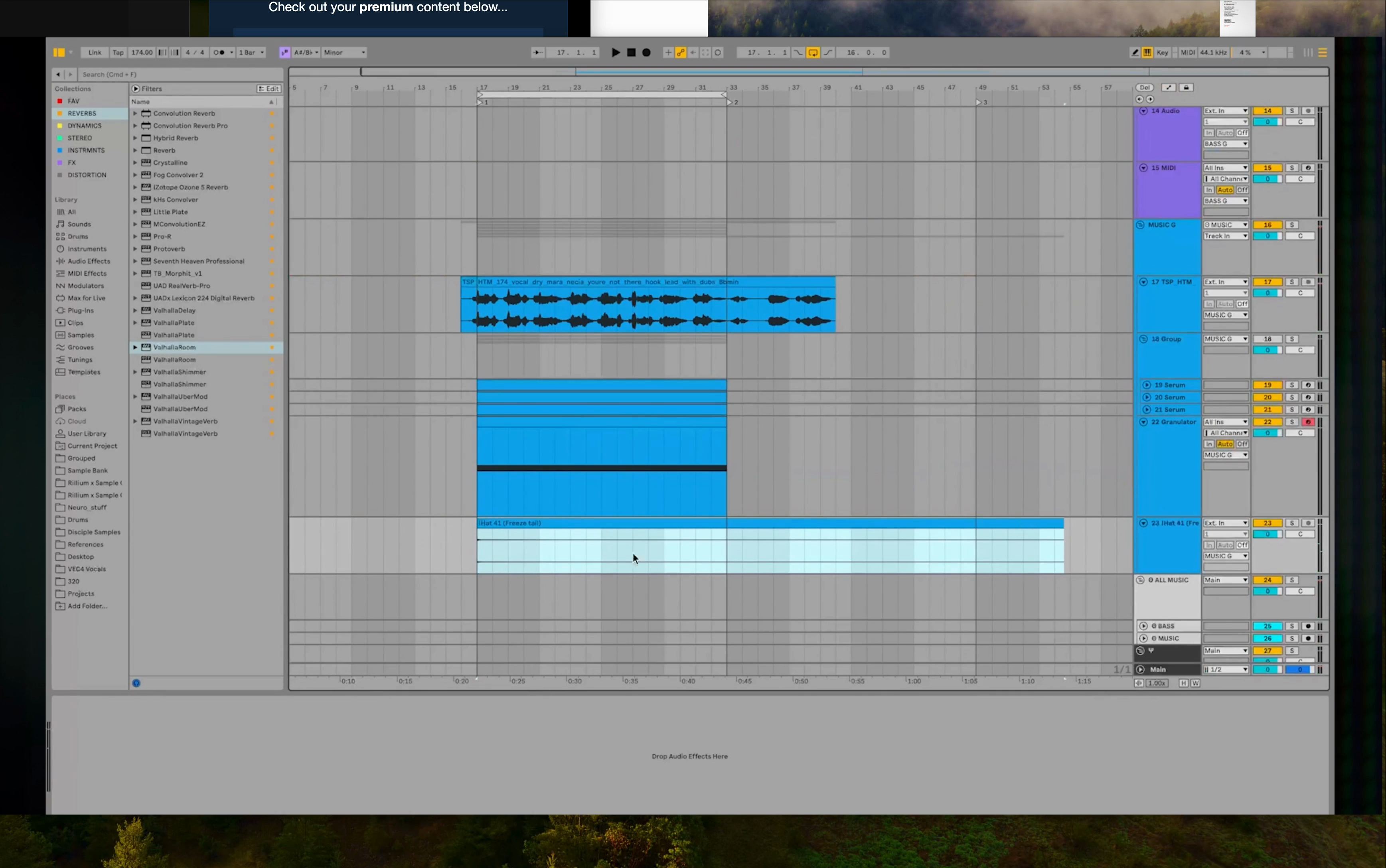 Ableton arrangement during Rillium reverse riser moment