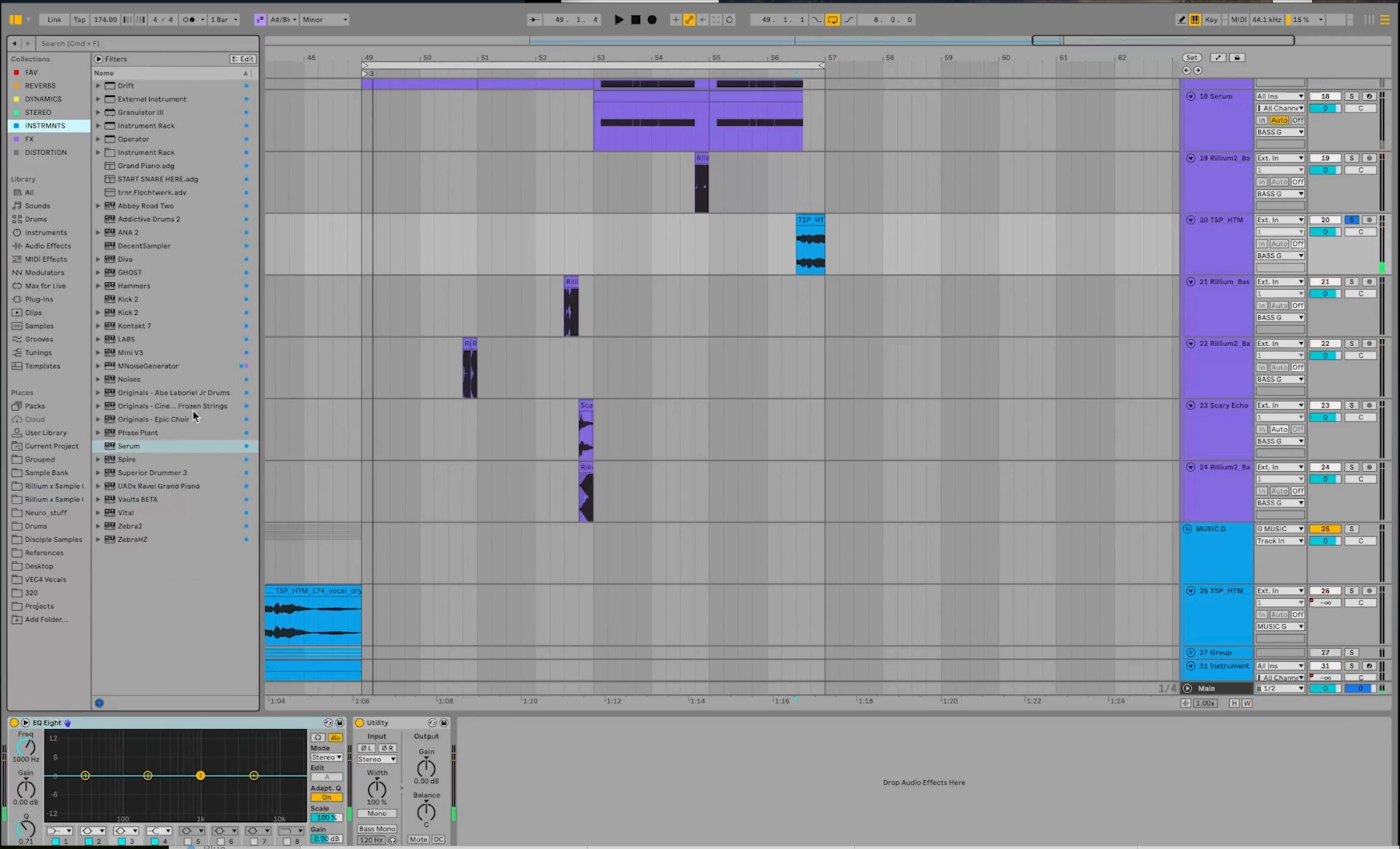 Ableton device view for vocal space effects