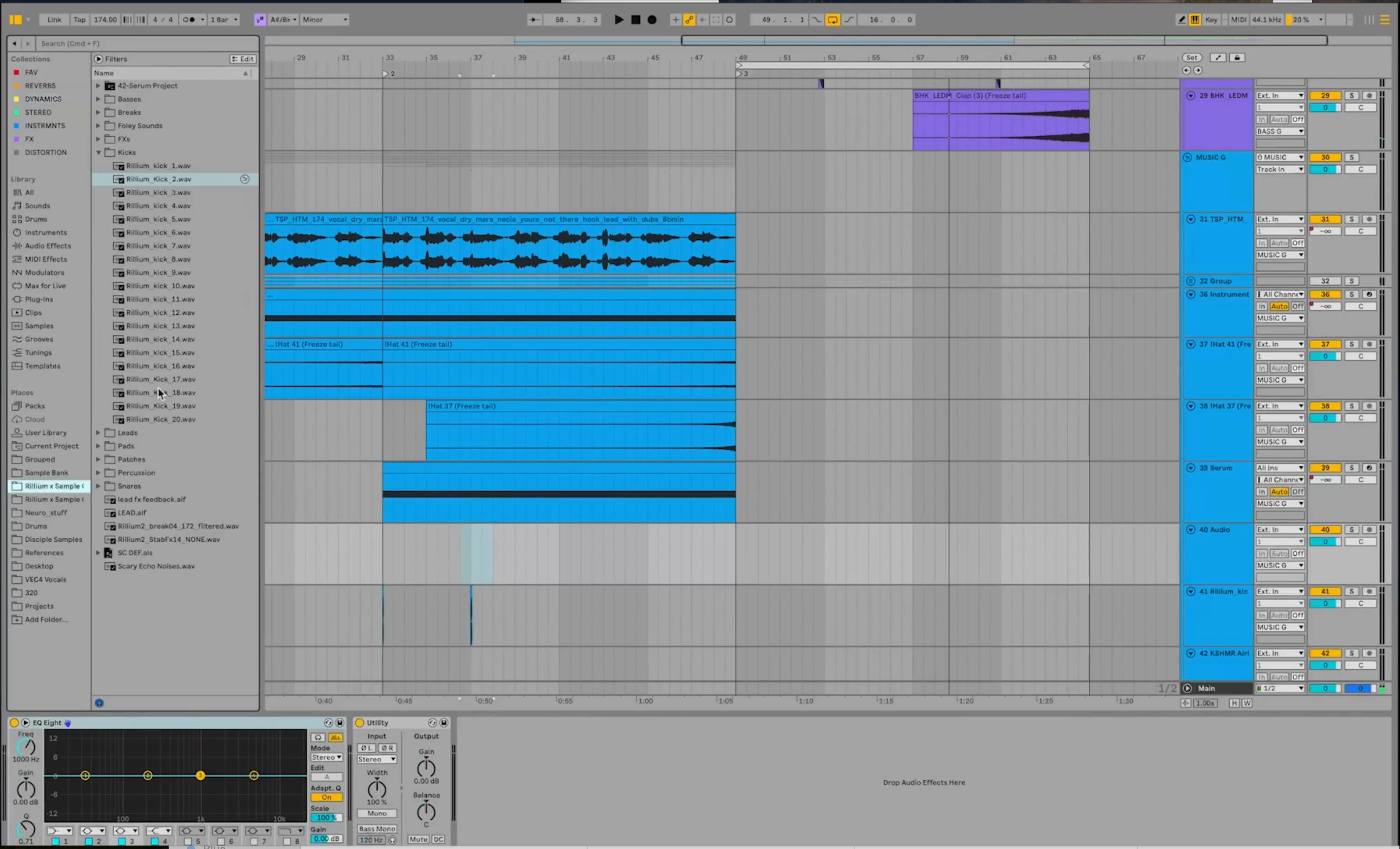 Ableton arrangement showing tonal stab whoosh