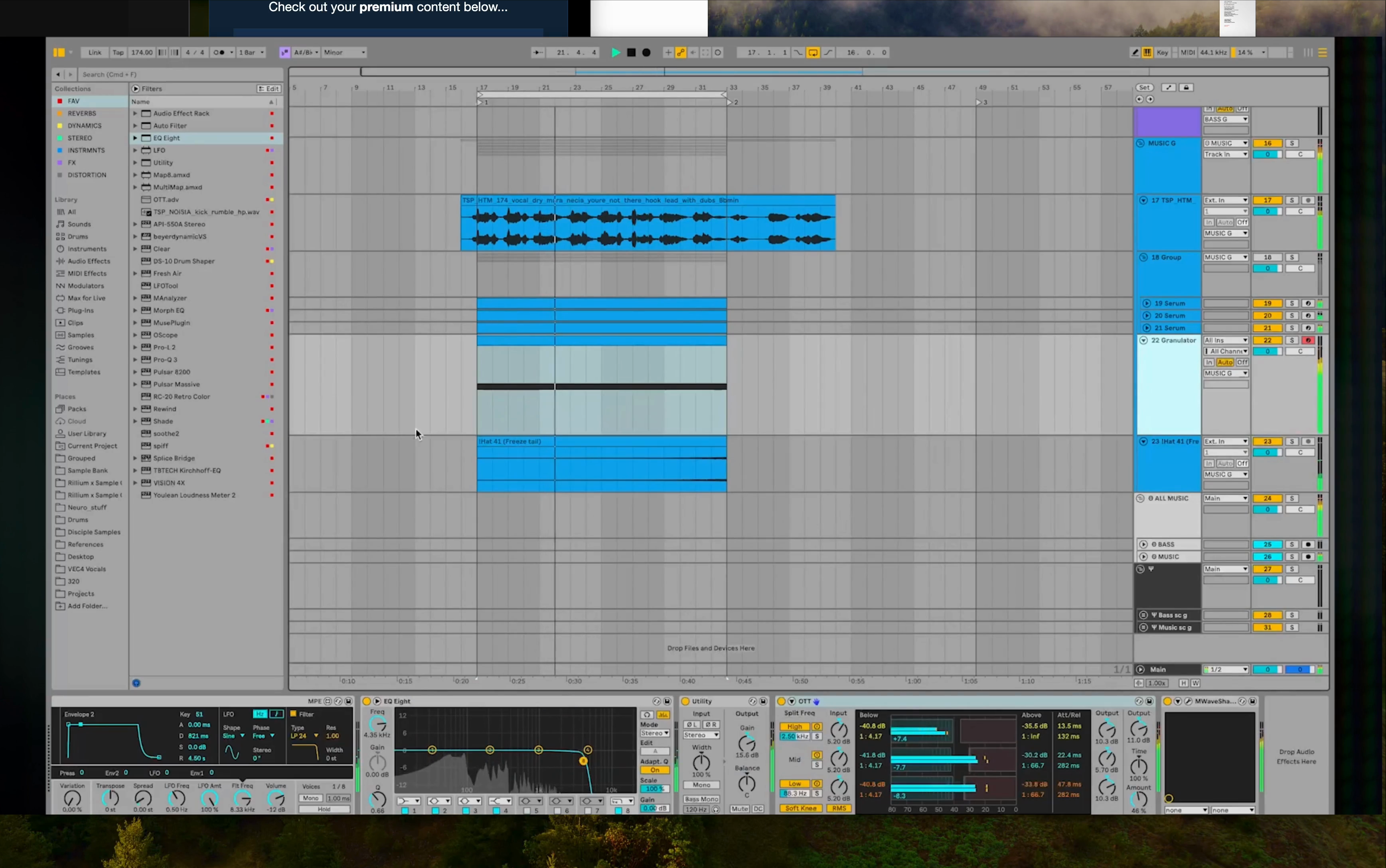 Ableton arrangement showing a white-noise layer